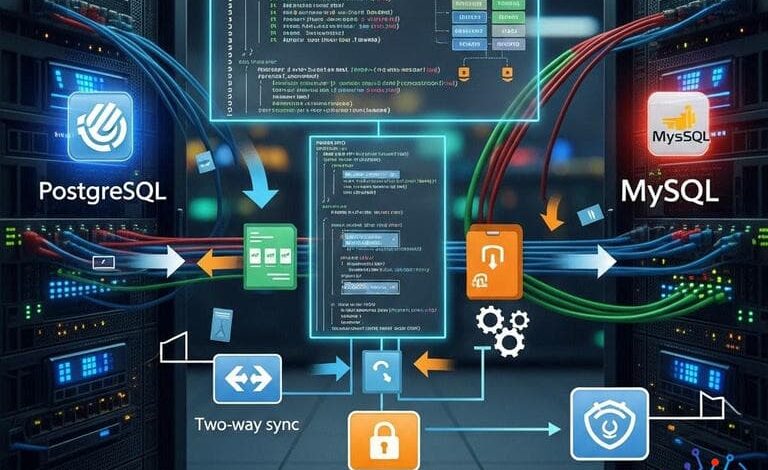 نحوه یکسان سازی اطلاعات دیتا بیس های PostgreSQL , MySQL